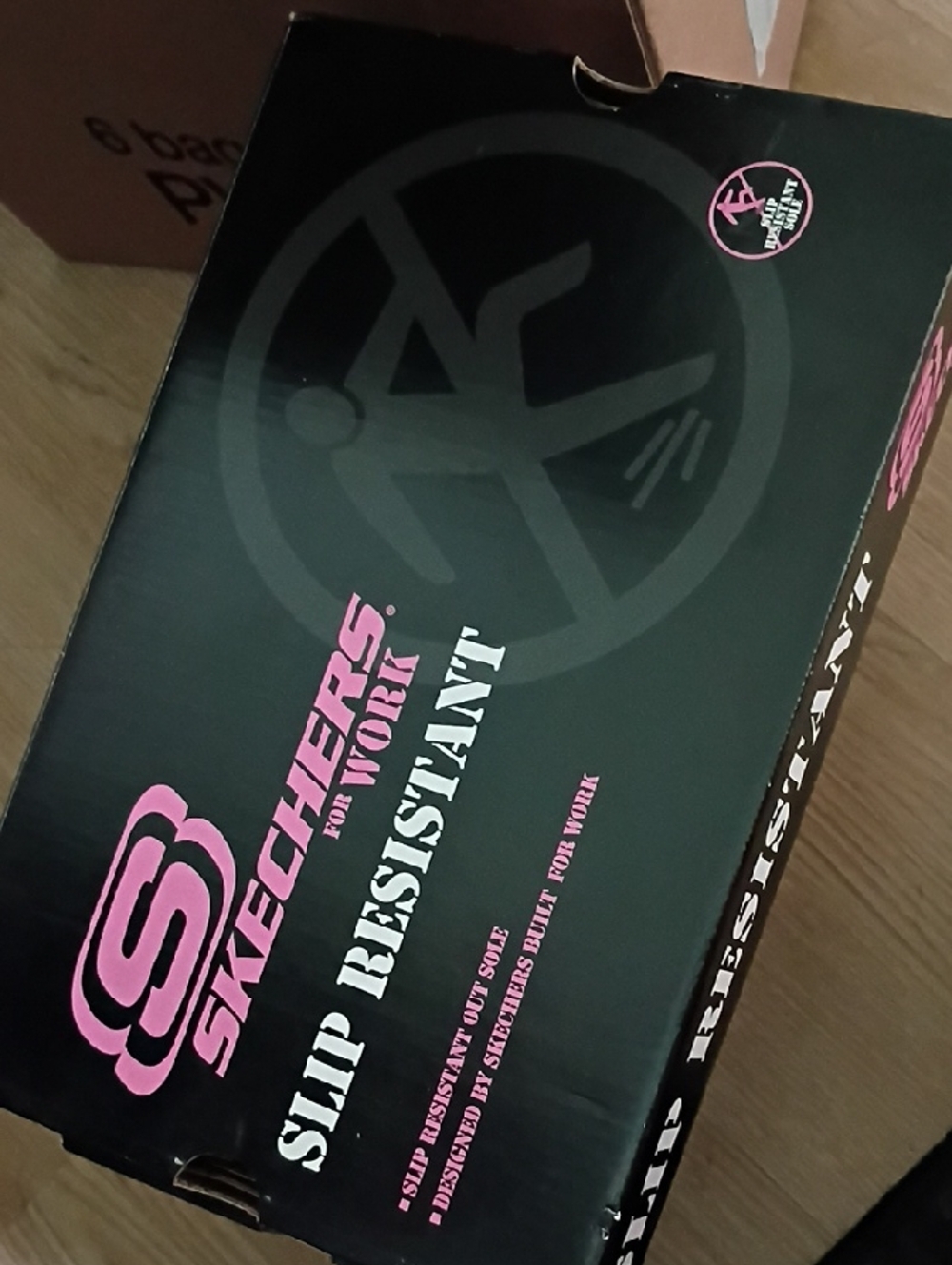 Skechers Black and Pink Slip Resistant Work Shoe Box